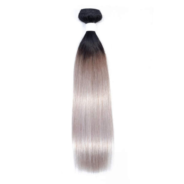 Virgin Hair Natural Straight Ombre Dark Roots Grey Hair Bundles - Image 6